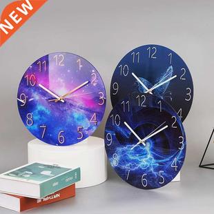 Glass Wall Clock Modern Design Landscape Light Luxury Colorf