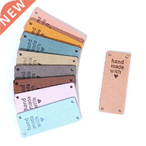 20Pcs Fiber Leather Tags For Handmade With Love Labels For