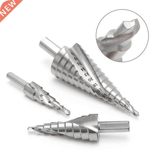 3Pcs HSS 4241 Hole Cutter Spiral Flute Step Drill Bit Set Co