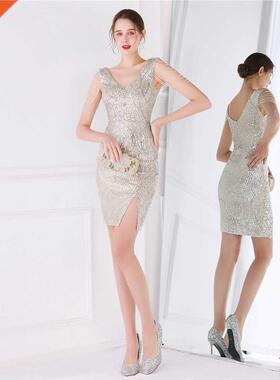 Mini Sequin Evening Dress珠片短款洋装派对聚会小礼服仙女系