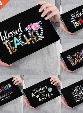 Blessed Teacher Portable Cosmetic Bag Zipper Beauty Case Fem