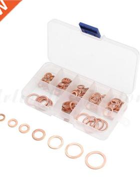 100Pcs Assorted Copper Washer Gasket Set M4-M14 Flat Ring Se