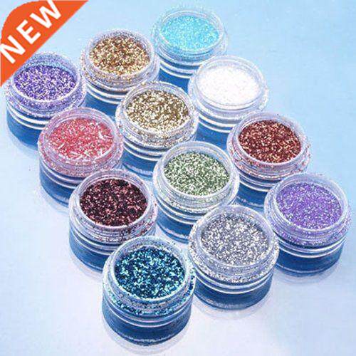 12 Pcs Nail Art Decor Glitter Dust Powder Set  Acrylic