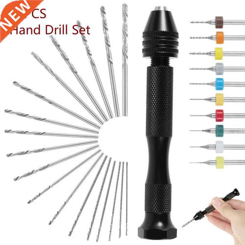 Mini Micro Aluminum Hand Drill With Vise+10Pcs PCB Mini Dril