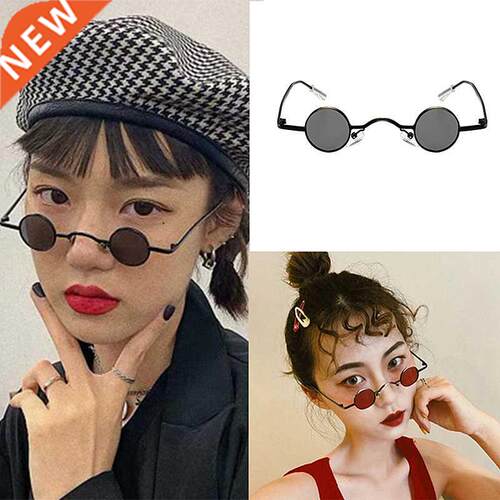 Retro Small Round Sunglasses Men Women Gold Black Red Metal