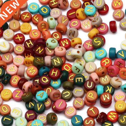 Mixed Letter Acrylic Beads Round Flat Loose Spacer Alphabet