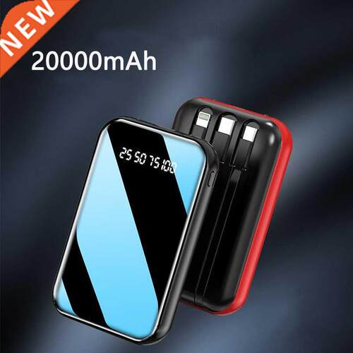 Mini Power Bank 20000mAh Portable Charger Powerbank Built i