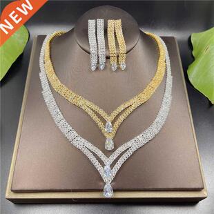 Silver Color Rhinestone Bridal Jewelry Set Earrings Necklace