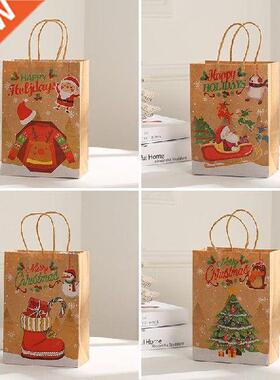 Merry Christmas Gift Bag Thicken Kraft Paper Tote Bags Xmas