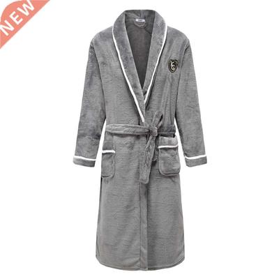 Flannel Men Nightwear Negligee Winter Coral Fleece Gown Sle