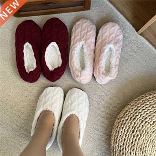 House Fluffy Slipper Sock Womens Winter Bow Furry Contton Wa