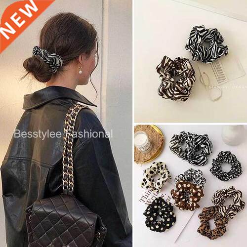 Vintage Leopard Scrunchies Zera Pattern Hair Rope Women Gir