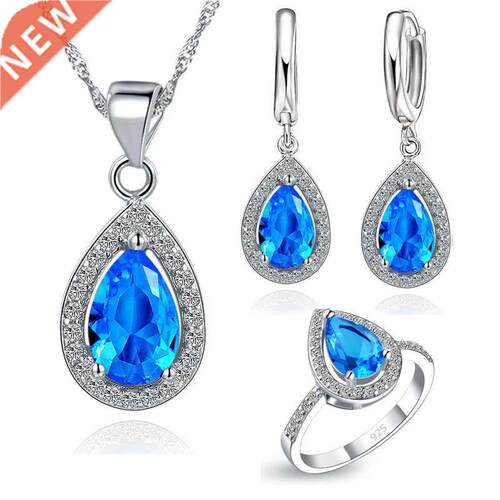 Water Drop Shape 925 Sterling Silver Cubic Zirconia Wedding
