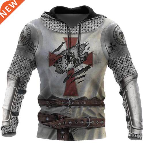 Classic D Printed Medieval clothes Men hoodies Knights Temp