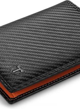 TEEHON Carbon Fiber Leather Men Wallet Coin Pocket RFID Cred