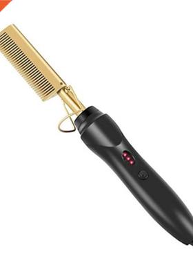 Multifunctional Copper Color Straight Hair Curling Comb Wet