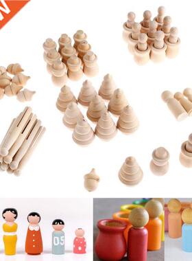 10/5pcs/set Unfinished Wooden Peg Dolls Unfinished Wood Craf