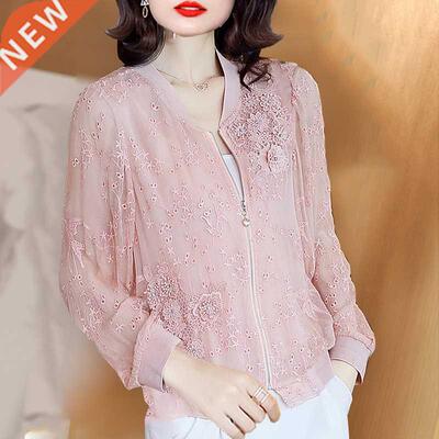 Thin Jacket Women's Pink Thin Outerwear 2022 Summer Flower E