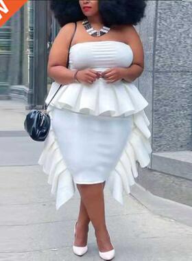 Xl-5xl large size fat MM top half skirt ladies two sets大码