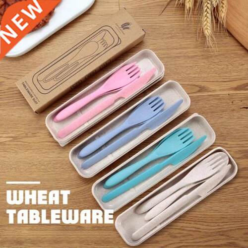 3Pcs/set Travel Cutlery Portable Cutlery Box Japan Style Whe