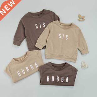 1-6Y Autumn Toddle Kids Boys Gils Clothes Solid Lette i