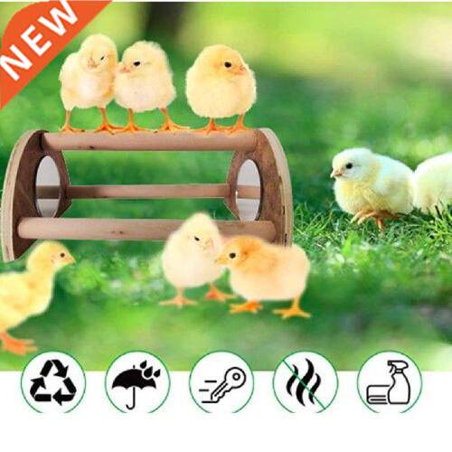 Pet Chicken Wooden Perch Stand With Mirror Standing