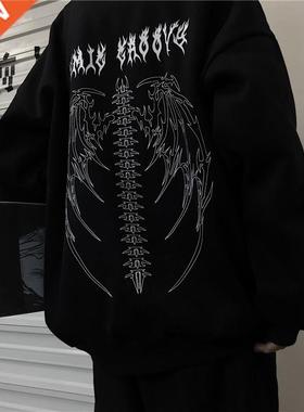 Spring Streetwear Black Tops Girls White Gothic Oversized Ho