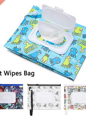 18*14cm Plastic Wet Wipes Bag Flip Cover Snap Strap Tissue