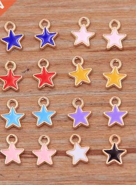 50PCS 2 Styles 6*8mm 9 Color Alloy Metal Drop Oil Small Star