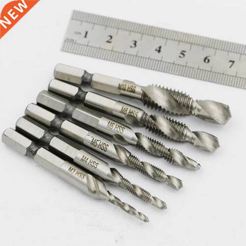 6pcs Hand Tap Drill Hex ank HSS Screw Spiral Point Thread