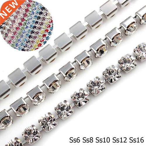 1 Meter Shiny Cryals Dense Rhineones Chain Silver Claw B