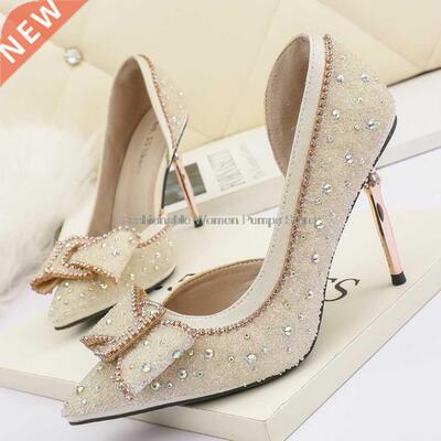 elegant women pumps crystal allow 9cm high heels stilettos