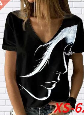 2022 Fashion Women's Abstract Portrait Painting T Shirt loos