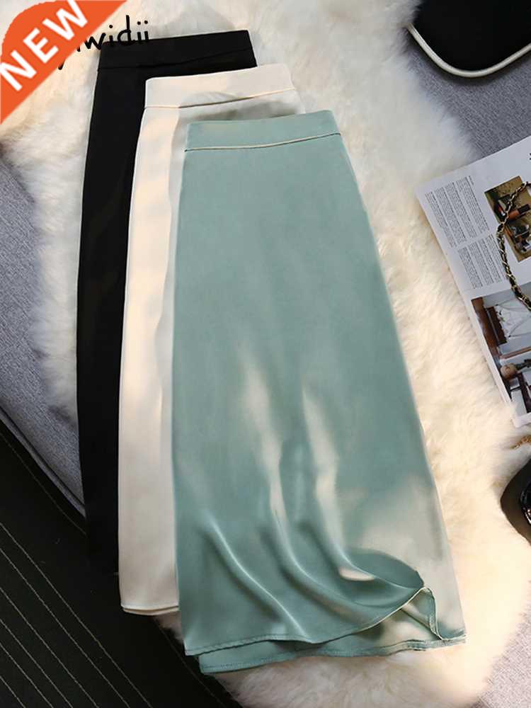 Syiwidii Silk Satin Long Skirts for Women 4 Seasons Elegant图片