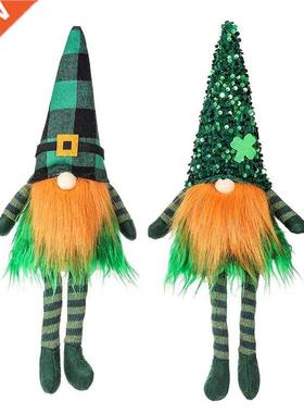 Patrick's Day Gnome Plush Elf Decorations Plaid Clover L