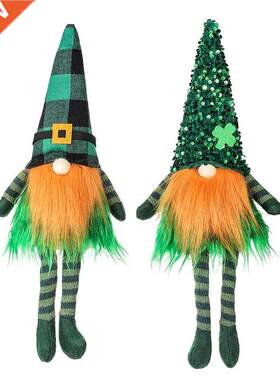 Patrick's Day Gnome Plush Elf Decorations Plaid Clover L