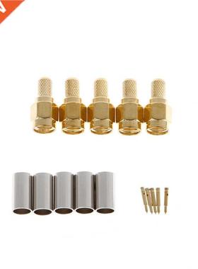 5 Pcs SMA Male Plug RF Coaxial Connector Crimp For RG58 RG14