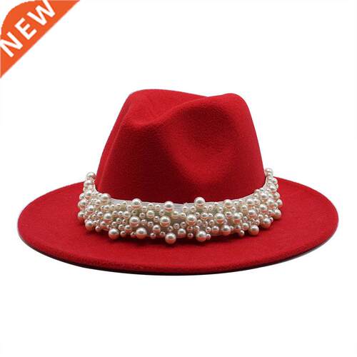 fedora new pearl chain accessories winter unisex jazz hat fe
