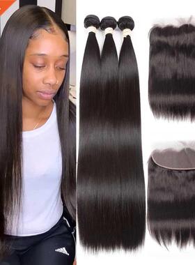 Straight Transparent Bundles with Frontal 6inch long Straig