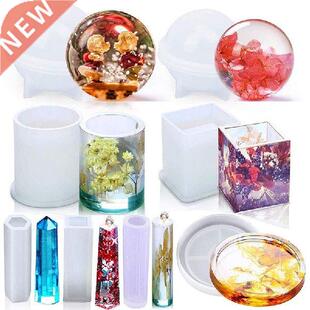 New 8Pcs Silicone Epoxy Resin Casting t Molds Include