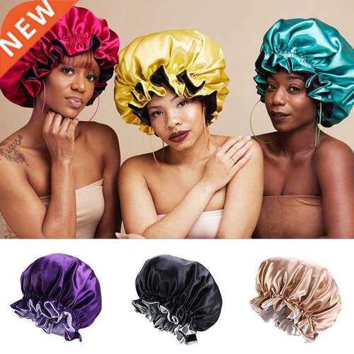 New Fashion Women Satin Night Sleep Cap Hair onnet Hat Silk