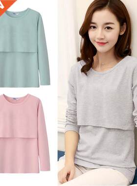 Women Maternity T-shirt Clothes Spring Long Sleeve Soild Nur