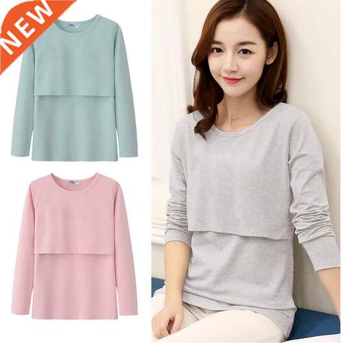 Women Maternity T-shirt Clothes Spring Long Sleeve Soild Nur