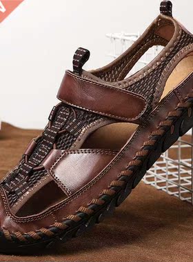 Brand Men's Sandals Summer Men's Sandals Leather Breathable