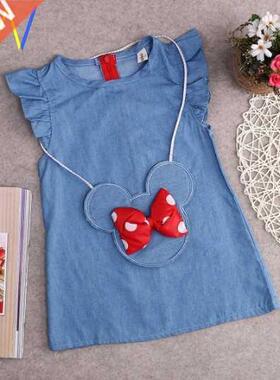 Kids Baby Girl Dress Demin kids Sleeves Gown Party Clothes