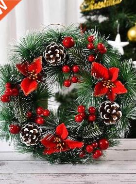 Natal Karangan Bunga Buatan Biji Pinus Buah Merah Garland