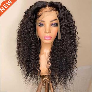 26 inch 180 Density Deep Kinky Curly Long Black Lace Front W