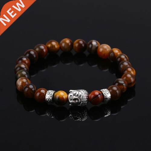 Tiger Eye Lava Stone Bead Buddha Bracelet Jewelry Yoga Praye