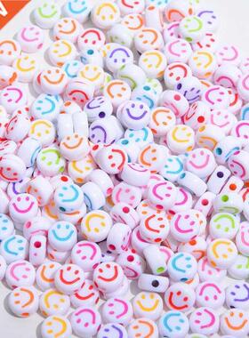 100/200/500Pcs 7x4mm Acrylic Smiley eads Flat Round Spacer