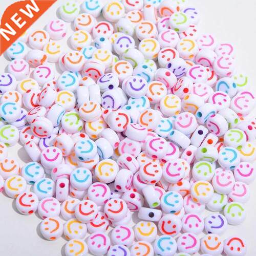 100/200/500Pcs 7x4mm Acrylic Smiley eads Flat Round Spacer